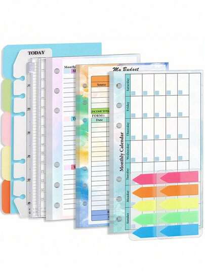 7pcs Monthly Weekly Planner Refills Budget Paper Kit For A6 Binder Cover, For Organized Weekly & Daily Planning,6 Ring Planner Accessory For Budget Planner Binder Cover, Money Binder Organizer For Cash ,Office School Supplies Friends Gift Back To School Supplies,Back To School Supplies