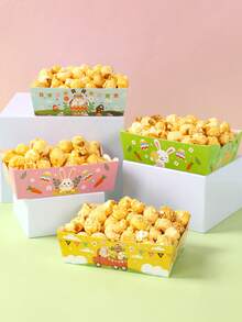 12个复活节主题一次性纸盘，彩色可爱兔子图案零食托盘，一次性食品容器，饼干烘焙托盘，爆米花盒，复活节快乐装饰品，复活节装饰品，复活节兔子主题生日装饰品，复活节派对用品，复活节家居装饰，厨房装饰，餐具装饰，复活节礼物，婴儿派对装饰，春季露营用品 - 復活節 - 查看 3