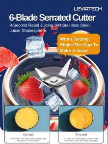 1pc 400ml Wireless Portable Electric Juicer Blender, USB Rechargeable Mini Fruit Juice Mixer With 6 Blades And Dual Cups, Multifunctional Juicing Cup Blender For Home Or Outdoor Kitchen, Suitable For Extracting Vegetables, Fruits And Making Milkshakes - Single Cup With Lid - View 8