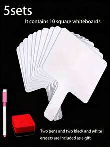 5-Pack Double-Sided Reusable Whiteboard Set - Handheld Whiteboards, Includes 5 Whiteboards, 1 Pen, And 1 Eraser, Erasable, Tabletop Memo, Message Board, Writing Pad, Scratch Pad, Handwriting Board - White - View 16
