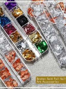 1 Box New Japanese Style Rose Gold/Silver Foil, Rainbow Resin Gold Foil, Suitable For DIY Jewelry And Nail Art Decoration Nails - Multicolor - View 4