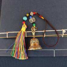 Elegant Vintage Handmade Bronze Metal Wind Chime - Antique Copper Bell Decorated With Classic Diamond Pattern, Exquisite Wall Decor, Battery-Free, Home And Office Decoration, Unique Gift Choice - Multicolor - View 5