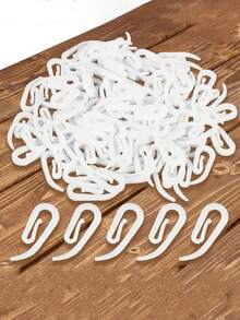 100pcs White Plastic Curtain Hooks - Modern Style, Durable & Lightweight, Suitable For Curtains, Drapes, Window Decor - Easy Installation, No Damage Hanging, Curtain Hanging Tool | Modern Curtain Hooks | Durable Plastic Hooks, Practical Hooks - Multicolor - View 7