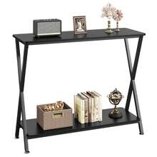 Techigher 2-Tier Narrow Console Table,Long Farmhouse Console Table,Industrial Entryway Table With Storage Shelf,Thin Sofa Table Behind Couch,Wood Side Table For Hallway Office Foyer Living Room - 31" Black - View 8