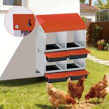 Techigher Chicken Nesting Boxes, 3/4 Hole Metal Chicken Egg Laying Box With Pull-Out Trays And Rollout Egg Collection For ChickenCoop - Orange, 2 Tier, 4 Hole - View 3