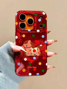 New Year INS Red Foil Texture Colorful Polka Dot Horse Lanyard Suitable For IPhone 17 Pro Max Phone Case, Apple 15 Pro New 14 Creative 13 Women's 16 High-End Anti-Fall Protective Cover - Red - View 5