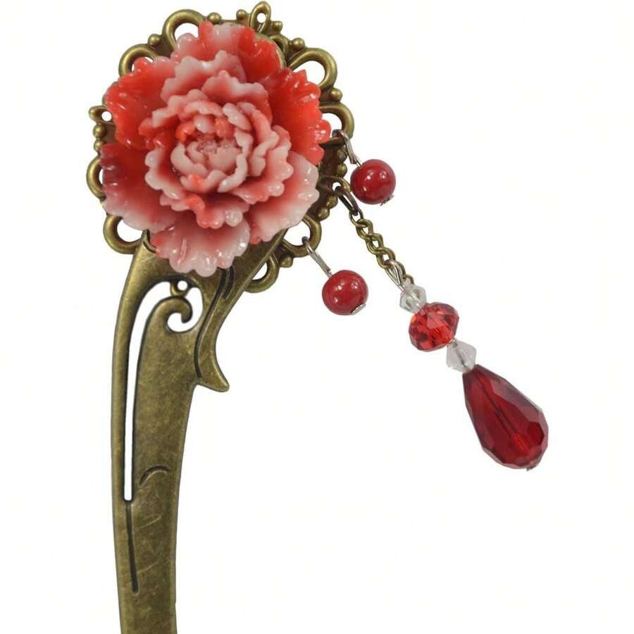 (Red 2) - Chinese Traditional Handmade Wood Tassels Hair Pins Stick Women's Hair Accessory (Red a) - por defecto - Ver 1