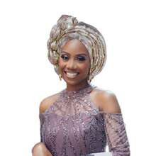 1件装时尚非洲自动头巾尼日利亚女士头巾成品婚礼头巾 - 彩色 - 查看 14