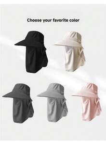 1件装户外徒步可拆卸面罩颈套帽，女士防晒渔夫帽，男士夏季徒步防水速干帽，牛仔钓鱼帽