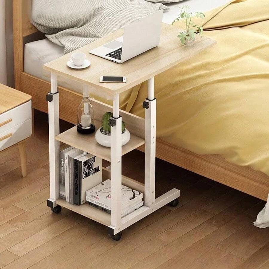 Multifunctional Bedside Table Bedroom Simple Bed Computer Lazy Table Home Simple Bedroom Movable Lifting Table-Maple - Multicolor - View 1