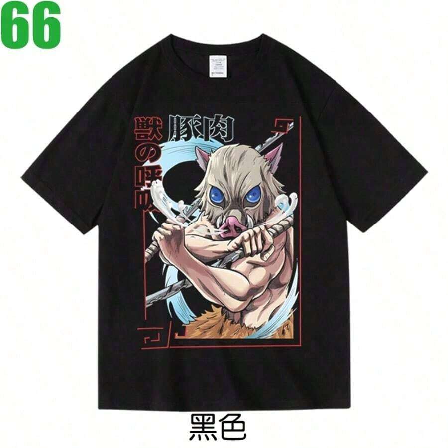 2031 Halloween Christmas Tshirt Demons Slayer Inosuke Hashibira Tee Shirt For Men Women New Arrival T Shirts Japanese Anime Cotton Clothes,Short Sleeved Single-Sided Printed T-Shirt,180g Heavy Cotton,Spring Summer Top, Relaxed Fit Tee,Machine Washable, Pullover Style Shirt,Retro Hip-Hop Style,Street Style, Suitable For All Seasons,Summer Wear. GI2F - 黑色 1 - 查看 1