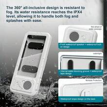 Bathroom Shower Waterproof Phone Holder Bluetooth Speaker 360°Rotation Touch Screen Mobile Phone Box Watch Movie Listening Music - Black - View 4