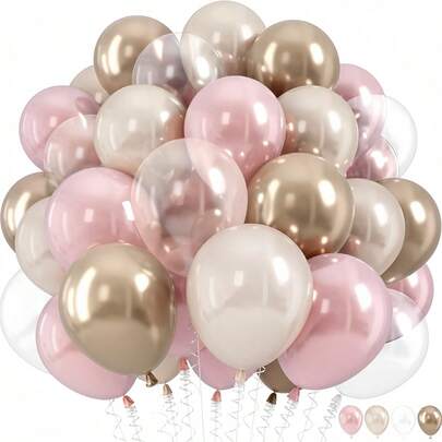 A Set Of 42pcs/32pcs 10-Inch Metallic Champagne Gold, Skin Tone, Pearl White And Double-Layer Latex Balloons, Suitable For Valentine's Day Balloon Arches, Birthdays, Weddings, Anniversaries, New Year, Proposals, Wedding Decorations