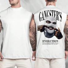 Regata Machão Camiseta Gangster Cavada Oversized Premium 100% Aldogão Academia Gym Body Builder Para Treino Masculina Estilosa Fitness - Branco - Visão 1