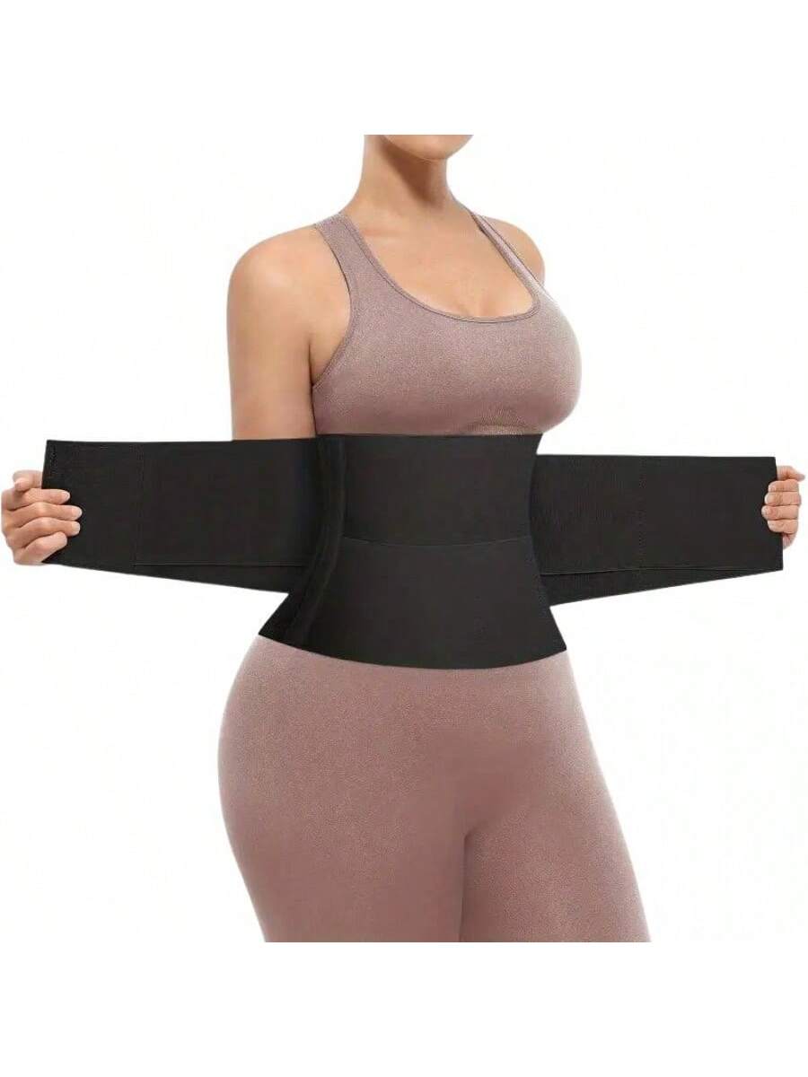 Faja Moldeadora de Cintura Tipo Venda - Corsé Elástico Ajustable de Compresión Abdominal (Negro, Talla Única)