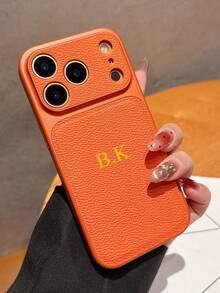 Ốp điện thoại da cao cấp rãnh chữ V, thiết kế tên chữ cái theo yêu cầu, cửa sổ lớn có thể biến đổi tức thì thành ốp điện thoại da PU sang trọng. - Xanh đậm - Xem 5