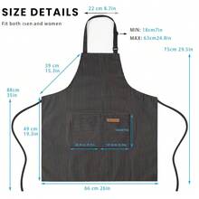 2 Pack Adjustable Bib Apron With 2 Pockets Chef CooFKing Kitchen Restaurant Aprons For Women Men,BlackPinstripe - 黑色細條紋 - 查看 4