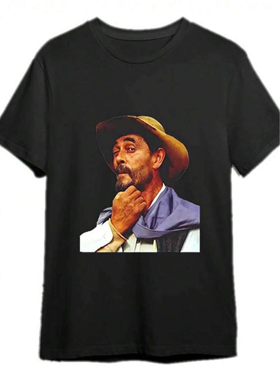 Camiseta gráfica vintage para hombres Gunsmoke Festus Hagman - Camiseta de algodón negra inspirada en el programa de televisión Old West. Corte Regular Cuello Redondo Manga Corta. Camisa Casual Lavable aáquina para Adultos. Ropa para todas las estaciones. Ropa de temática occidental. Calidad de impresión duradera - Negro - Ver 1