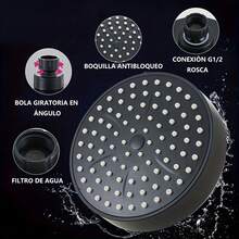 Cabezal de ducha ajustable en múltiples ángulos Cabezal de ducha | Rociador de ducha | Accesorios de baño Rociado tipo lluvia de alta presión Construcción en ABS con boquillas de silicona anti-obstrucción Diseño que ahorra agua Ideal para usuarios domésticos que buscan una experiencia de baño de lujo - Negro - Ver 8