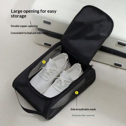 1PC-Portable Golf Shoe Storage Bag With Handle - Durable Oxford Cloth, Mesh Side Pocket, Perfect For Golf Accessories Organization
