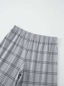 男士轻薄睡衣套装（两件套），短袖短裤，格子条纹短袖短裤休闲家居服套装