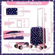 2pcs Girls Luggage Set, Including Playing Cards And 16-Inch Hard Shell Wheeled Carry-On Suitcase, Suitable For Girls Travel And Back To School Season, Meets Airline Regulations
