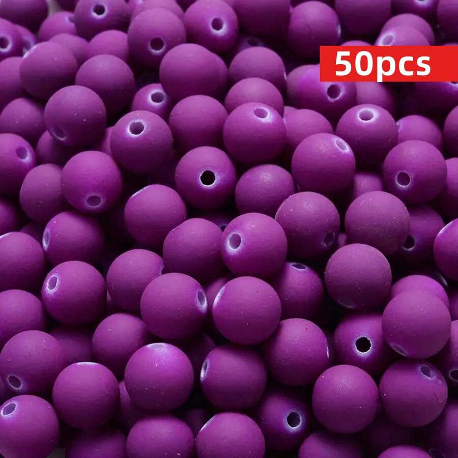 Yiwu Qiyou Accessories Co., LTD 50颗8毫米/0.31英寸亚克力圣诞珠，款式多样，适合制作手链、项链、耳环、钥匙扣和其他DIY珠宝和礼品。 - 紫色 - 查看 1