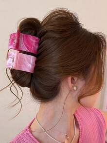 1pc/4pcs Marble Pattern Bohemian ABS Plastic Hair Clips, 2026 New Arrival Marble Hair Accessories For Back To School, Vacation, Travel, Party, Birthday, Office, Beach Summer Beach Claw Clips Vacay Hair Claws - Multicolor - View 2