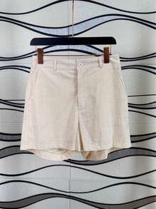 Linen Shirt And Shorts Set (2 Pieces) - Màu be - Xem 3