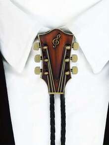 Style cowboy occidental Bolo Tie, Divers accessoires de cowboy animaux, Bolo Tie guitare country, Accessoires chaîne de pull, Pendentif en cordon  polyvalent pour fête décontractée, mariage, garçons d'honneur, meilleur choix de cadeau - Multicolore - Voir 6