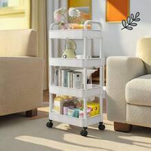 Portable Small Cart Storage Rack, Suitable For Kitchen, Living Room Snack Storage, Multi-Layer Bedside, Dorm Room Organization, Storage Shelf - Multicolor - View 4
