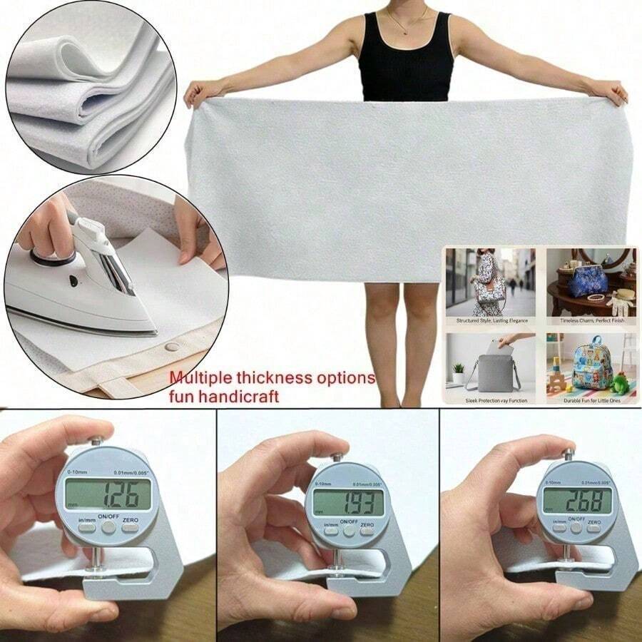 200克/300克/400克 单面自粘棉絮衬里，乳白色衬里填充物，适用于制作钱包、DIY布料，高品质可溶解衬里 - 彩色 - 查看 1