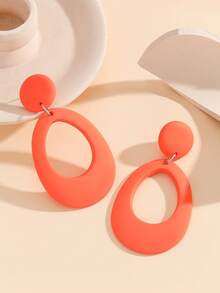 奶油甜甜圈树脂耳环，简约亚克力圆形开口耳环，轻盈百搭，温柔优雅，修饰脸型 - 彩色 - 查看 14