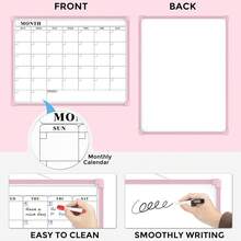 MaxGear Monthly Calendar Dry Erase Board For Wall, 16\X12\ Small Hanging Double-Sided White Board, Portable Whiteboard For Planning, Drawing, Memo, To Do List, Schoolsss, Home, Office, Pink Frame,Pink - 粉紅色的 - 查看 3