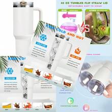 40 Oz Tumbler With Handle Quenchers ProTour Detachable Flip Straw Lid TumblerVacuum Insulated Tumblers With Top Leak Proof Lids And Flip Straw Reusable Insulated Cup Cream White 40 Oz - 杏色 - 查看 1