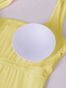Aoqta Sports Maiou sport pentru femei, vară, casual, culoare solidă, fără mâneci, spate decolteu, cu pernă la piept, croială slim, potrivit pentru yoga, alergare, antrenament, purtare zilnică - Galben - Vizualizare 12
