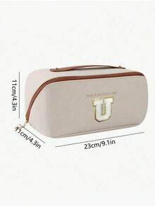 Bolsa de maquillaje impermeable de piel sintética (PU), organizador de cosméticos con estampado de letras, bolsa de almacenamiento multifuncional para viajes de gran capacidad con doble capa, bolsa con cremallera, organizador de viaje portátil, bolsa impermeable para cosméticos y joyas, esencial para viajes y cruceros, almacenamiento de lápiz labial y esmalte de uñas, regalo para el Día de San Valentín, regalo para damas de honor, regalo de cumpleaños, regalo para amigos y maestros, regalo para días festivos, regalo para el Día de la Madre, regalo para mujeres