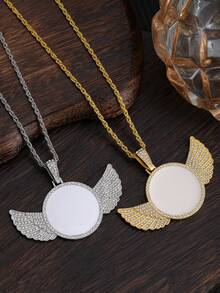 1pc Rhinestone Wing Pendant Necklace, Personalized Punk Sweater Chain, Popular Cross-Border Item - Wings Pendant Necklace - View 1