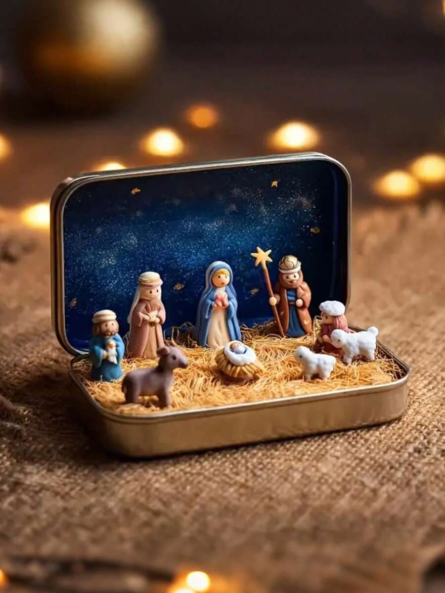 Boxed Jesus, Nativity Scene Iron Box Set, For Desktop Christmas ...