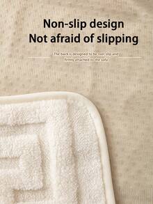 1件加厚保暖纯色柔软法兰绒沙发垫，宠物友好型防污防滑沙发套，秋冬季防刮沙发保护套，适用于L型组合沙发和1/2/3/4座沙发（单独出售） - 米色 - 查看 8