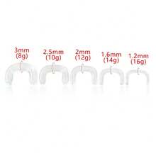 2 chiếc khuyên mũi hình móng ngựa chữ U bằng thủy tinh Pyrex cỡ 8G-16G, dụng cụ nong lỗ mũi, khuyên vách ngăn mũi, khuyên giữ lỗ xỏ, trang sức cơ thể trong suốt, vô hình, unisex. - 2103 - Xem 3