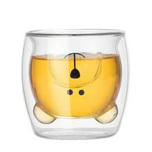 1个动物造型双层玻璃杯，可爱小熊造型咖啡杯，高品质耐热保温玻璃杯，适用于咖啡、牛奶、茶、拿铁、卡布奇诺，是送给男朋友、女朋友、情人节的理想礼物 - 彩色 - 查看 3