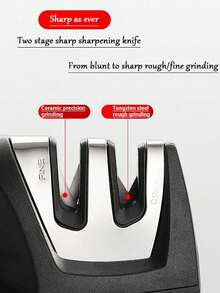 3-Stage Handheld Knife Sharpener With Non-Slip Base, Multifunctional Kitchen Knife Accessory Tool - Multicolor - View 9