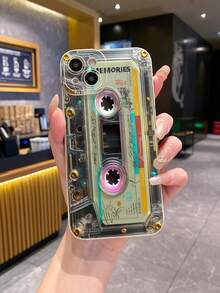 1pc Retro Cassette Tape Phone Case Compatible With Apple, /Galaxy, Infinix, Redmi, OPPO, VIVO, Realme - Beige - View 3