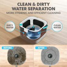 360° Square Spin Mop And Bucket System Dual Compartment Separate Clean And Dirty Water 3 High-Absorbent Microfiber Washable Heads All Types Floor Cleaning - Xám - Xem 2