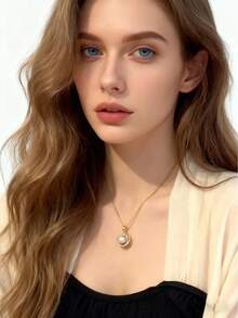 4 件不锈钢首饰套装包括项链、耳环、戒指、复古优雅人造珍珠项链装饰与水钻玫瑰花瓣，适合女性日常/派对佩戴、母亲节和情人节礼物情人节、妈妈、母亲、母亲节、礼物