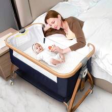 3 In 1 Baby Bassinet Bassinet Co Sleeper For Baby Bassinet With Wheels And Storage Basket And Mosquito Net Height Adjustable Baby Bed Portable Bassinet For Newborn/Infant - Blue - View 1