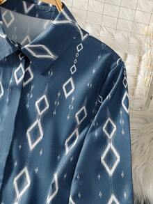 Women's Long Sleeve All-Over Print Casual Arabic Style Top - Multicolor - View 4