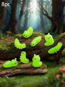 8pcs Cute Caterpillar Mini Figurines, Moss Micro Landscape Decor Accessories, Desk/Room Decor Stress Relief Ornaments, DIY Gardening Scenery, Soft Plush Texture Vivid Colors, Suitable For Micro Landscape, Desk, Room, Handmade Scenes, Easily Brightens Up Various Spaces With Adorable Cozy Ambiance - Multicolor - View 1