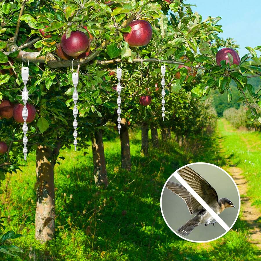 Woodpecker Bird Scare Devices,Reflective Scare Rods Control Device To Keep Birds Away From Patio Pool(Christmas Reflective Strip Hanging Home As Decoration) - Silver - View 1